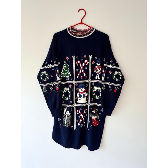 90s vintage holiday christmas graphic long sleeved cotton pajama sleep dress - Picture 9 of 10